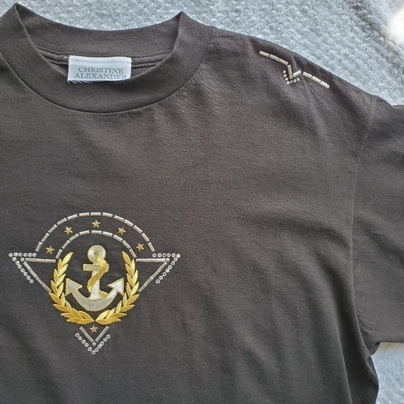 Christine Alexander Embroidered Black T-Shirt Size XXL - Picture 2 of 7